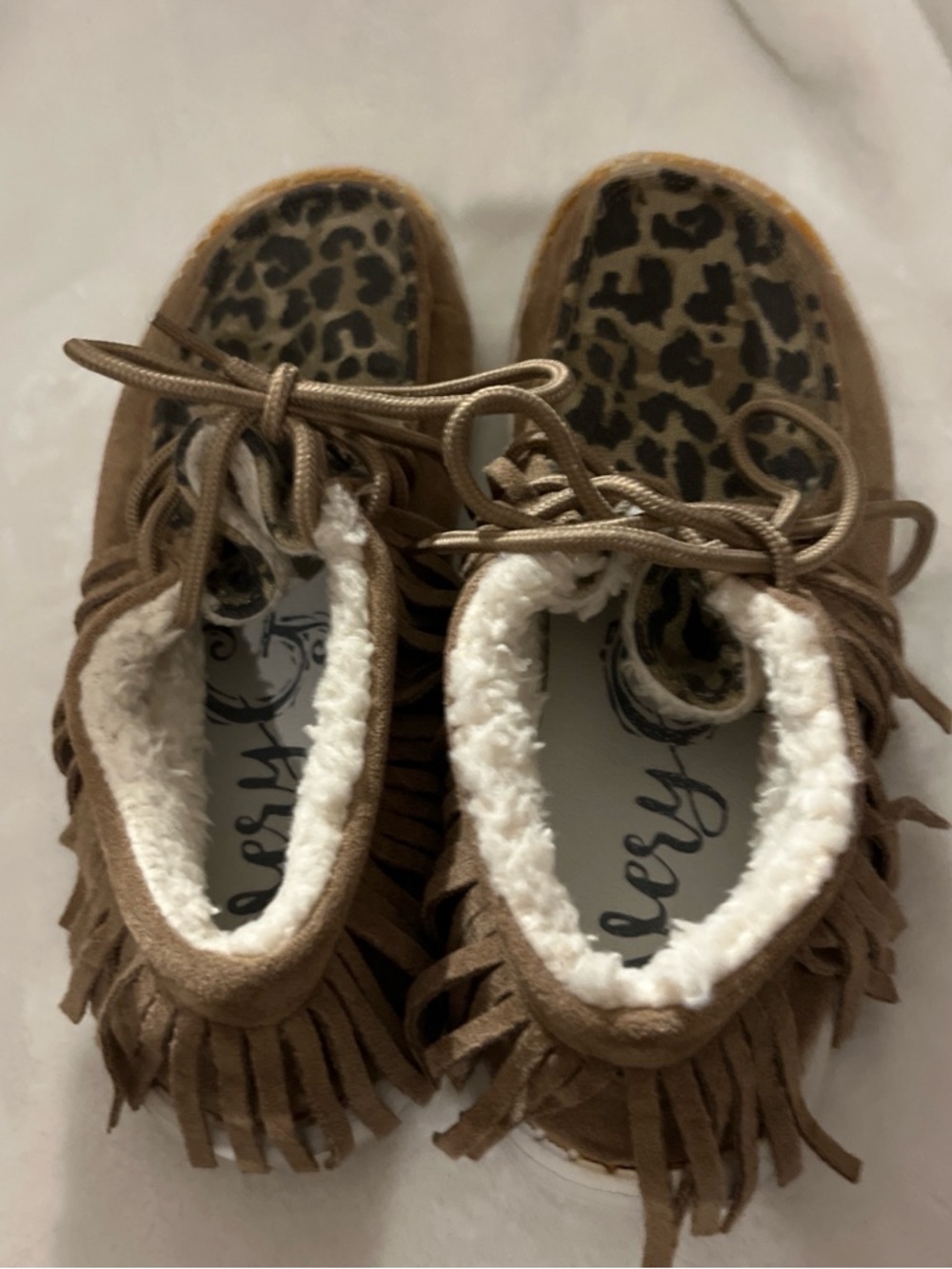 Buckle Brown Fringe Moccasin Sneakers with Leopard Insole